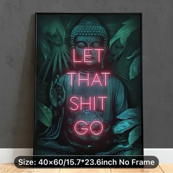 1 pc neon Buddha yoga zen poster without frame (NWT) 15.7 in x 23.6 in… - Picture 6 of 7